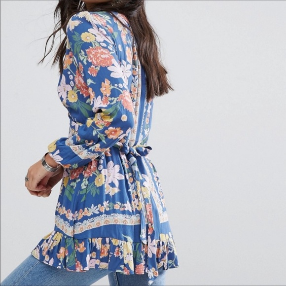 Free People Tops - Free People Violet Hill Blue Floral Tunic-Please read description below